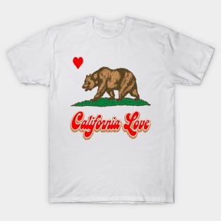 California Love - Unisex White Cotton with Retro Print Inspired by Los Angeles Tee Republic of california . T-Shirt